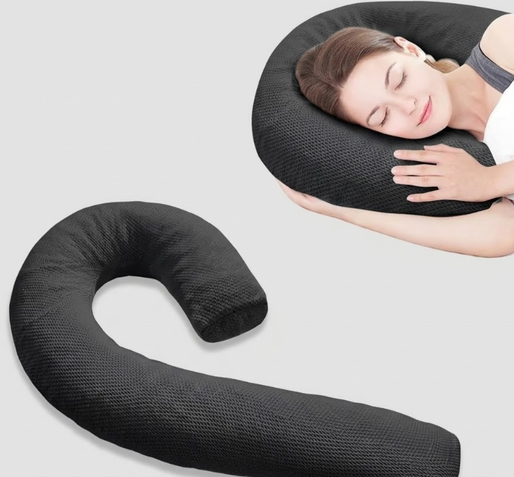 Body Pillow for Adults - Soft Long Bed Pillows Insert for Sleeping - Shredded Memory Foam and Removable Washable Cover - Swan Shaped Pregnancy Side Sleeper Pillow 49 Inch (Beige)