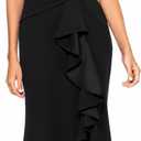 Betsy & Adam Women's Long Bodycon Sleeveless Boat Neck Evening Gown with Side Slit Ruffle, 10 Petite