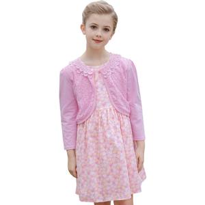 SMILING PINKER Little Girls' Long Sleeve Lace Bolero Cardigan Shrug (Pink, XS)