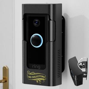 Adjustable Ring Doorbell Angle Mount - All Metal Ring Corner Mount Kit - Ring Doorbell Holder Swivel Mounting Bracket for Brick Wall Drilling & No Drill Adhesive Installation (Frosted Black)