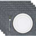Kevin Textile Burlap Linen Placemats Set of 6 Heat Resistant Dining Table Place Mats Washable Kitchen Table Mats for Dinning Party Holiday Indoor Outdoor, 13 x19 inches, Dark Grey