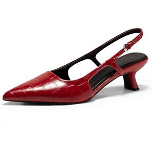 Coutgo Womens Slingback Kitten Heels Closed Pointed Toe Pumps Ankle Strap Work Dress Shoes 9