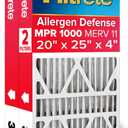 Filtrete 20x25x4 Air Filter, MPR 1000, MERV 11, Allergen Defense 12-Month Deep Pleated 4-Inch Air Filters, 2 Filters