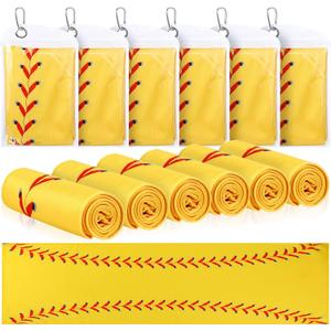 Hahafelt 6 Pack Softball Cooling Towels, Yellow Sports Towels with Bags, 40"x12" Breathable Chilly Towel, Microfiber Towel for Softball Sport Team Gift