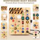 LED Busy Board for Toddlers - Montessori Sensory Toy with 10 Switches & 19 Lights, Wooden Activity Board for Fine Motor Skills, Ideal Educational Birthday Travel Toy Gift for 1 2 3 Year Old Boys Girls