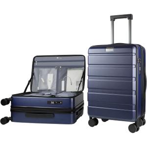 KROSER Carry On Luggage with Spinner Wheels & Built-in TSA Lock, Expandable Top Opening Hard Shell Suitcase Large Capacity Durable Rolling Luggage with USB Port, Carry-On 20-Inch, Navy