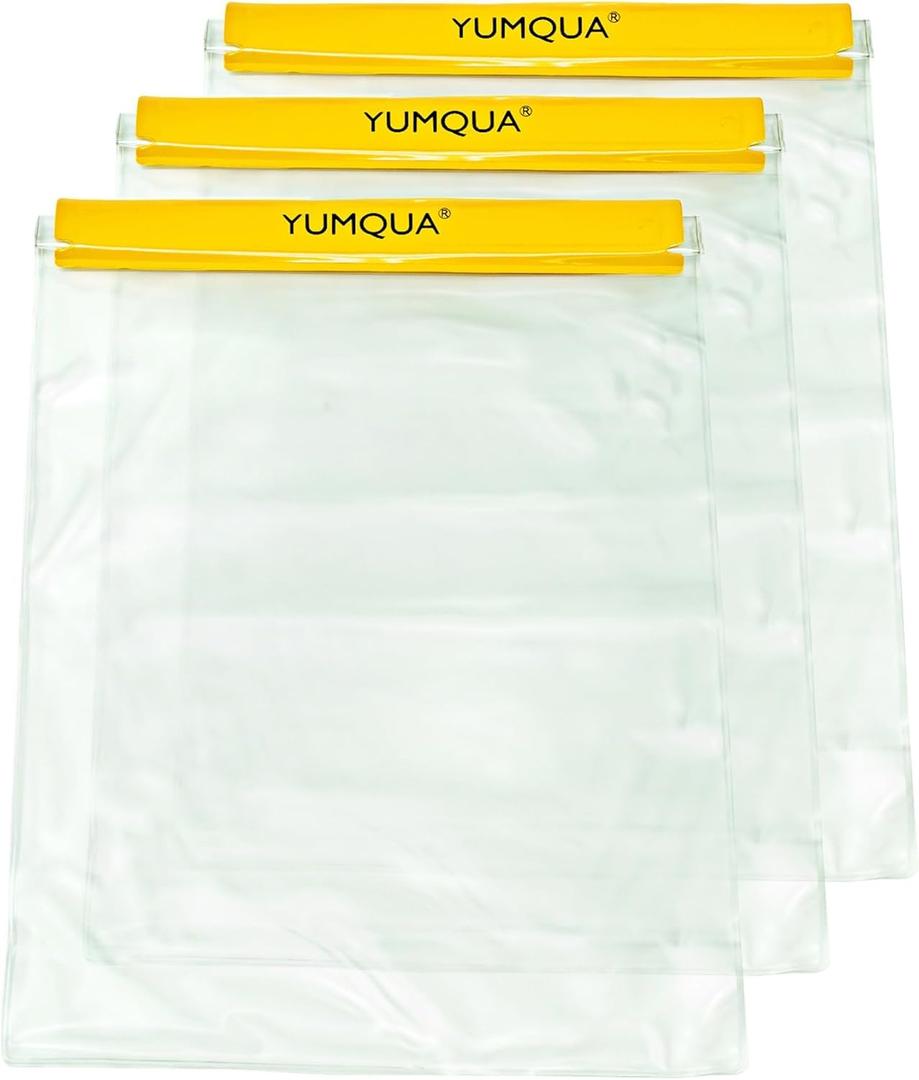 YUMQUA Waterproof Bags Large Size 3 Pack, Clear Watertight Pouch Holder for Document Map Camera Mobile Phone Car Key, fits Kayaking Boating Hiking Water Sports (Yellow)