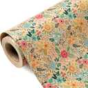 WRAPAHOLIC 30 Inch Kraft Floral Wrapping Paper Roll - 30 Inch x 33 Feet - Spring Summer Garden Flower Design Perfect for Wedding, Bridal Shower, Birthday