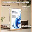 46 inch Acrylic Table Top Sign Holder with Beech Wood Base Double-Sided Menu Display Stand, QR Code Frame, Small Table Sign for Restaurant & Wedding(6pack)