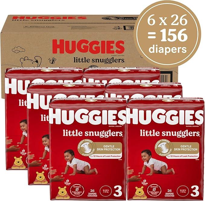 Baby Diapers Size 3 (16-28 lbs), 156ct, Huggies Little Snugglers, White