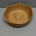 HITOMEN Handmade Rattan Bread Baskets Round Wicker Fruit Serving Storage Bowls, Natural Woven Decorative Kitchen Counter Organizing (Honey Brown) S-8.7"