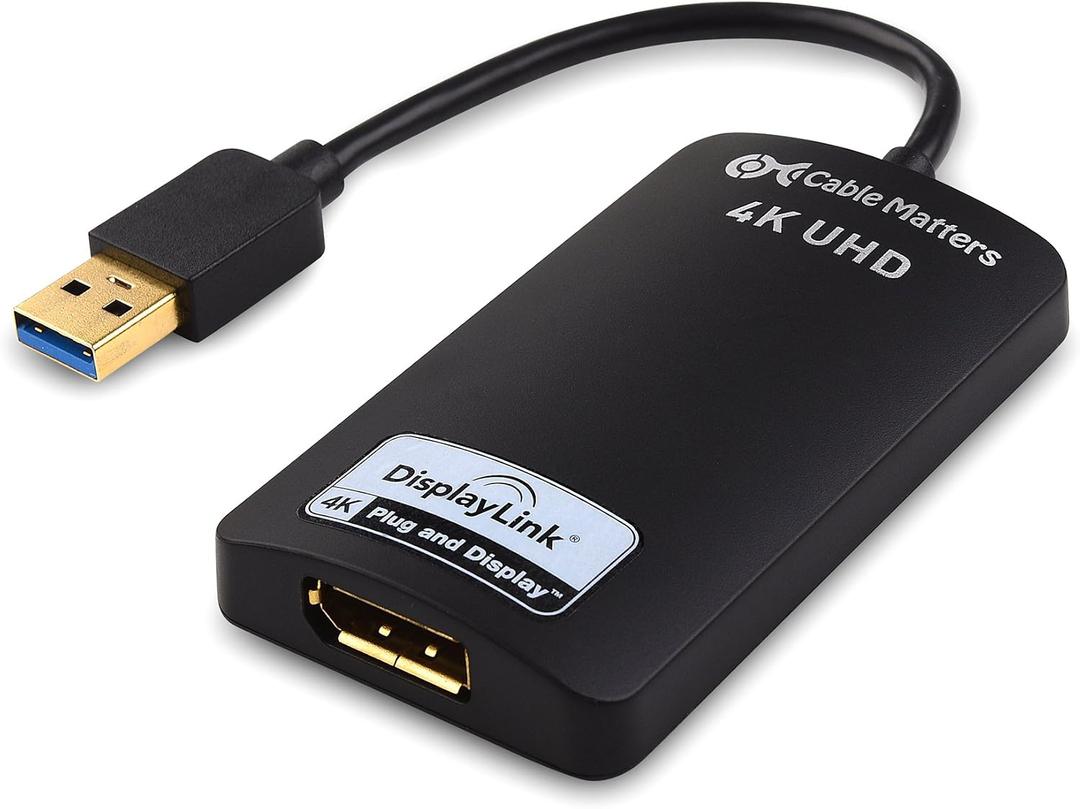 Cable Matters USB to 4K DisplayPort Adapter, USB 3.0 to DP, for Windows | USB3 to DisplayPort Adapter