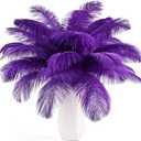 THARAHT 24pcs Purple Ostrich Feathers Natural Bulk 10-12Inch 25cm-30cm for Wedding Party Centerpieces Easter Gatsby and Home Decorate Ostrich Feather