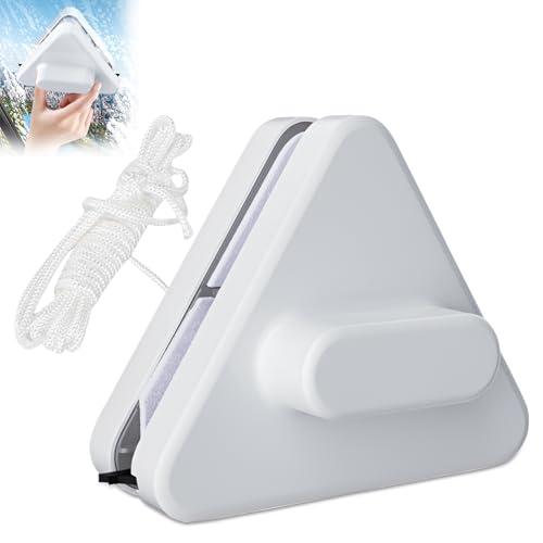 Magnetic Windshield Cleaner Tool,Outside Glass Wiper,Double-Sided Window Brush Glass Wiper Cleaning Tools,Magnetic Windshield Cleaner for High Rise Car Glazed with Anti Falling Rope (A, Triangle)