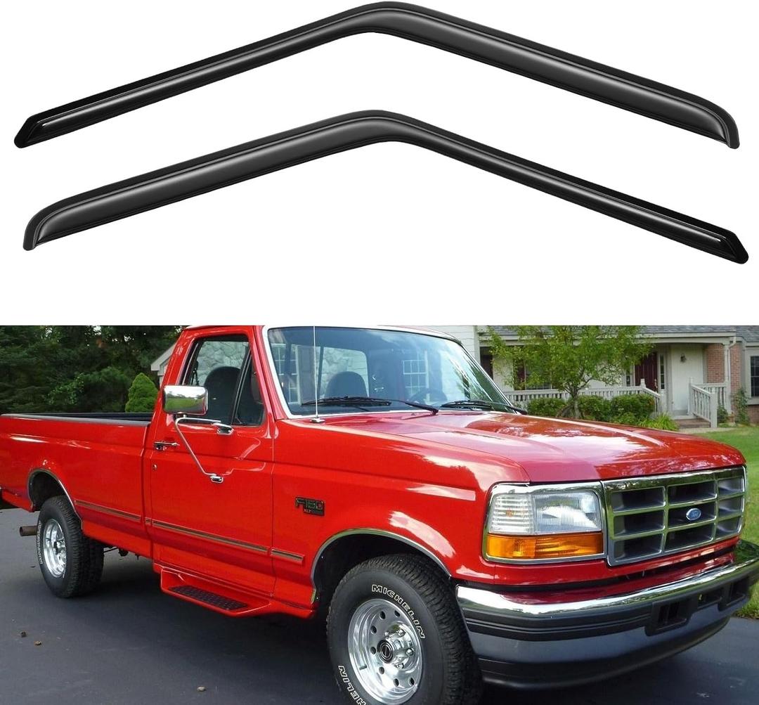 Window Visors Rain Guards for 1980-1996 Ford F150 F250 F350 Standard Cab, Out-Channel Window Vent Wind Deflectors Visors Shades for 80-96 Bronco, for 2 Front Doors
