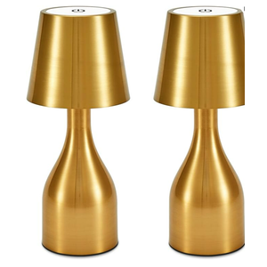 2 Pack Cordless Table Lamps Rechargeable,LED Battery Operated Table Lamp,3 Color Stepless Dimming Up 5500mAh Rechargeable Table Lamp for Home Indoor Outdoor Restaurant Bar (Gold)