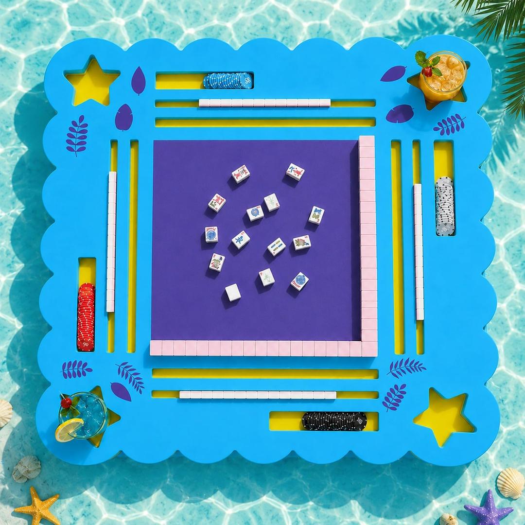 36-Inch Floating Mahjong Table for Pool with Tile Grooves, 36" Extra Large