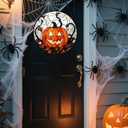 Stained Glass Window Hanging - Halloween Decorations Pumpkin Ghost Suncatcher for Doors Garden Indoor Spooky Funny Orange Sun Catchers Gothic Decor Horror Gifts for Women Men Friend 7.8 in