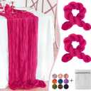 Hot Pink Cheesecloth Table Runner 2 Pack 35" Boho Gauze Table Runner 120 inches Long Runner Rustic Sheer Fabric Bulk for Baby Shower Wedding Bridal Birthday Party Table Decorations