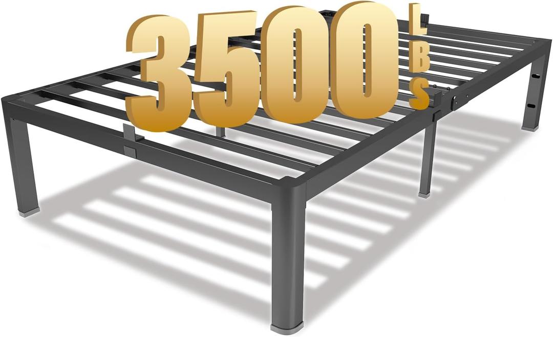 yookare Twin Platform Bed Frame,14" Heavy Duty Metal Mattress Foundation, Rounded Safety Corners & Recessed Legs,Mattress Retainers,Easy Assembly,Noise Free Steel Slat Support,No Box Spring Needed