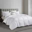 Martha Stewart Tencel Lyocell/Cotton Blend White Goose Feather and Down Fiber Comforter - Medium Weight All Season Warmth - Full/Queen Size