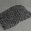 Honeydak Ribbed Rabbit Fur Stuffed Animal Storage Bean Bag Chair Cover (No Filler) Comfy Bean Bag Cover Without Filling or Home Bedroom Decor Organizing Plush Doll Textile Holder(Light Gray, L)