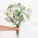 Floroom Artificial Greenery Stems Box Set, 97pcs with 6 Kinds of Faux Greenery Flowers Picks for DIY Bridal Bouquets Wedding Floral Arrangement Table Centerpieces, Sage Green & White