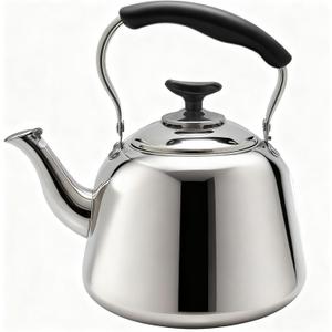 Lily's Home Whistling Tea Kettle for Stovetop, 2 Quart Stainless Steel Water Kettle with Loud Whistle, Cool-Touch Handle & Induction Compatible Base - For Gas, Electric, & Induction Cooktops