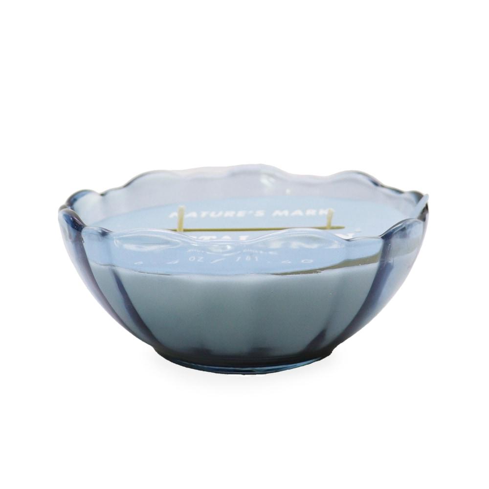 NATURE'S MARK 6.4 oz GLASS BOWL  CANDLE BLUE
