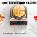 VEVOR Commercial Waffle Maker, 1300W Round Waffle Iron, Non-Stick Rotatable Waffle Baker Machine With 122-572 Temp Range and Time Control, Teflon-Coated Baking Pan Stainless Steel Body 120V