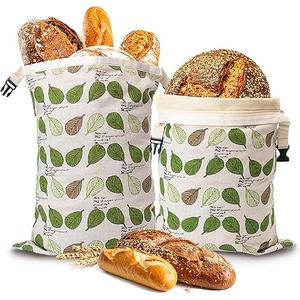Beeswax Bread Bag for Homemade Sourdough, Sourdough Bread Bags with Zipper, 2 Pack Cotton Large Airtight Food Storage Bags to Keep Fresh