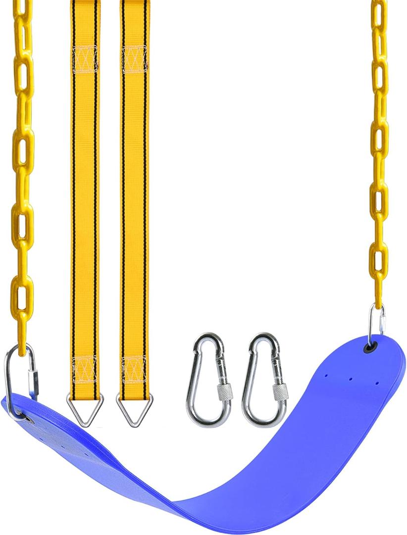 PACEARTH Swing Seat with Heavy Duty 68.9 inch Anti-Rust Plastic Coated Chains, 23.6 inch Tree Hanging Straps and Locking Buckles-Outdoor Playground Tree Swing Set Accessories Replacement (Blue) (Blue, 1 Pack) PACEARTH Swing Seat with Heavy Duty 68.9 inch Anti-Rust Plastic Coated Chains, 23.6 inch Tree Hanging Straps and Locking Buckles-Outdoor Playground Tree Swing Set Accessories Replacement (Blue) (Blue, 1 Pack)