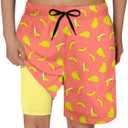 Cozople Boys Swim Trunks Compression Liner Swim Shorts Quick Dry Bathing Suit with Boxer Brief Swimwear 2-20T (4T, Banana)