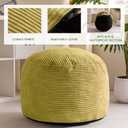 HIGOGOGO Round Stuffed Pouf Ottoman, Corduroy Poufs with Foam Chunk Filling, Furry and Fluffy Pouf Foot Stool Storage Ottoman, 26 X 18 Floor Poufs Foot Rest for Living Room, Green