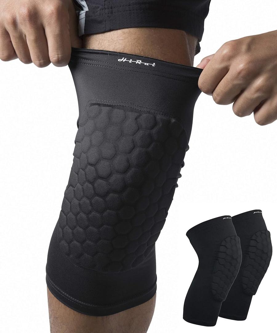 HiRui Knee Pads for Kids Youth Adult, Basketball Baseball Knee Brace Knee Support, Collision Avoidance Kneepad Compression Knee Sleeve for Volleyball Football Cycling Running-1Pair (Black, XS)