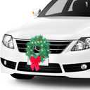 Christmas Car Decoration Wreath with Lights Christmas Car Wreath Accessories for Car, Truck, SUV or Any Car Grille, Mounting Equipment Included (Green)