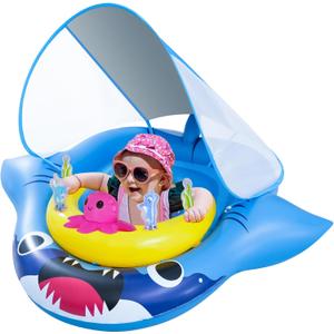 Onory Baby Pool Float with Canopy, Infant Baby Swimming Pool Floats for 6-36 Months, Toddler Pool Float with UPF50+ Sun Protection Canopy & Toy Play Console, Adjustable Safety Seat
