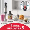 Mueller Multistick 5-in-1 Immersion Blender Handheld,12 Speed Hand Mixer-Turbo Boost,Heaviest Duty Copper Motor,Titanium reinforced Blades Hand Blender,Milk Frother Wand,Whisk,Beaker,Chopper,Grey