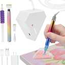 Diesisa Electric Diamond Art Painting Pen - Vacuum Diamond Painting Pen Kits with Storage Tray - Adjustable Suction Level - Diamond Art Electric Pen with Three Styles Pens - Stocking Stuffers - White