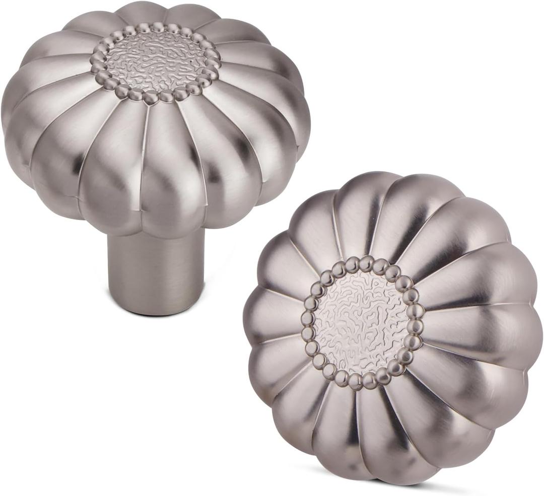 5 Pack Kitchen Cabinet Knobs Sunflower Brushed Nickel Dresser Knob Modern Drawer Hardware Cupboard Handles Furniture Knobs for Bathroom Single Hole Knobs for Wardrobe JH-BN-K5