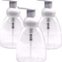 Clear Plastic Foaming Bathroom Countertop Soap Dispensers, Foaming Pump Bottles, Refillable Plastic Container for Liquid Soap, Compatible with Dr Bronner's Pure Castile Soap 250ml, (8.5 oz) - (3 Pack)