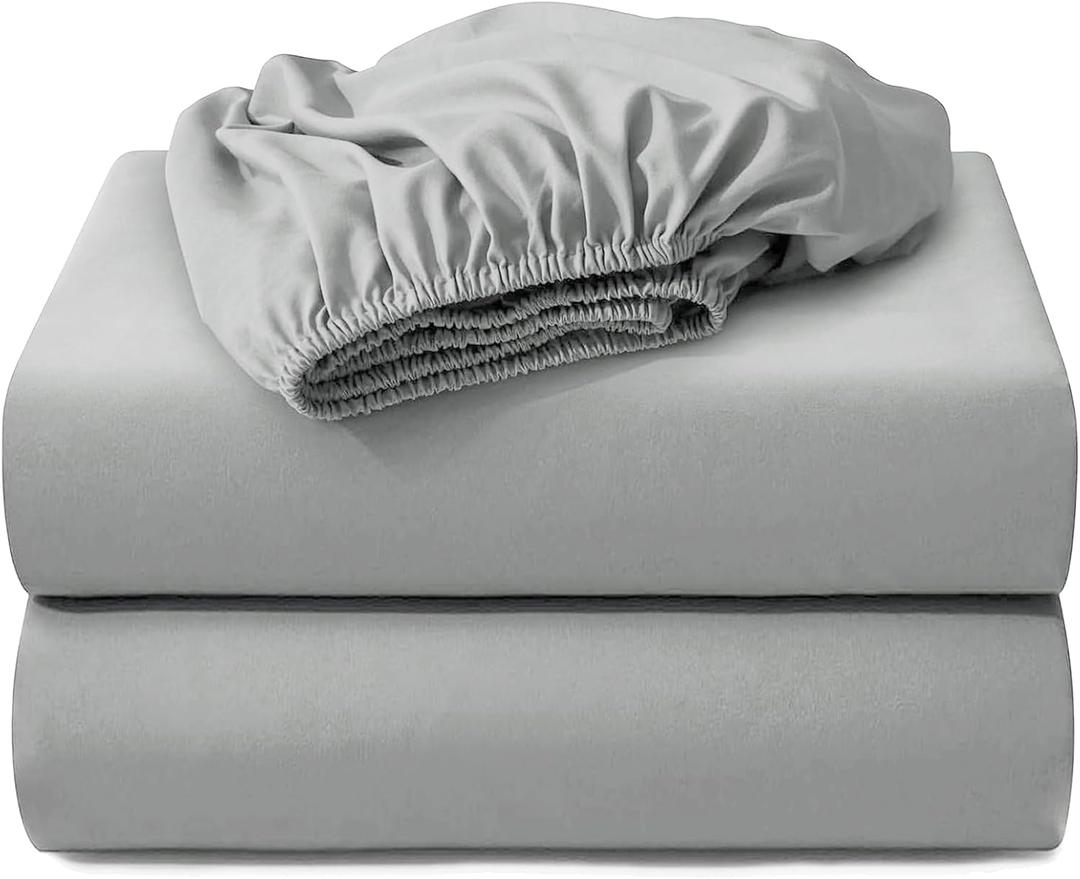 Hotella 100% Microfiber Full Size Fitted Sheet Only, 54"x75" Hotel Quality Deep Pocket Bottom Sheet, Up to 14" Matress Protector, Machine Washable,Non-Fade, Snug Fit Stay in Place, 2 Pack Light Gray