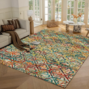 RUGSURE Washable Area Rugs, 9' x 12' - 1/6 Thick - Stain & Water Resistant Non-Slip - Perfect Resistant Rug for Living Room, Bedroom, Nursery, Pet & Child Friendly, Vibrant Colors Rugs, Multicolor