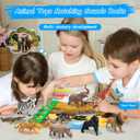 iGRATENS Safari Animals Figures Toys with Sound Books, 10PCS Realistic Jungle Animals Figures & Safari Animals Book with 10 Buttons, Zoo Animal Toys, Learning Toy for 3+ Year Old Boys, Girls, Kids