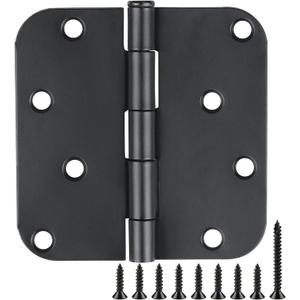 12 Pack Black Exterior Door Hinges 4 Inch Matte Black Door Hinges 4 Inch Black Hinges for Doors Rounded Edge 5/8" Radius Corners Door Hardware Security Commercial Grade Door Hinge 4"x 4" JIW