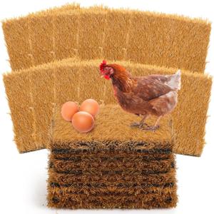 6 Packs Chicken Nesting Box Pads, 13 x 13 x 1.18 Inch Washable Nesting Pad for Chicken Coop, Artificial Grass Rug Carpet Reusable Nest Box Bedding Fake Synthetic Turf Mat for Hen Laying Eggs