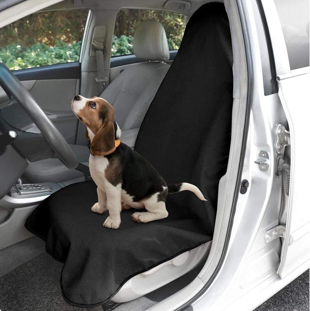 wuyaoyao Car Towel Seat Cover, Waterproof Terry Cloth Sweat Towel Seat Cover for Gym, Running, Swimming, Beach and Hiking, Washable & Non-Slip Seat Towel Protector for Car Truck Van SUV (Black)