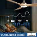 Outdoor Ceiling Fan with Light: 52 Inch 3 Blade Outdoor Fans for Patios - Modern Wood Ceiling Fan with Dimmable Light Remote APP Control Ultra Quiet Reversible DC Motor Timer