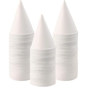 6 oz Snow Cone Cups, 100pc White Paper Cone Cups Wax Coated Leakproof Cone Paper Cups For Water Ice Cream and Shaved Ice