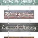 Hotop Lake Rule Wall Signs Lake House Decor Rustic Vintage Wall Art Gifts Metal Sign Lakeside Hanging Decor for Kitchen Farmhouse Home Decoration(Vivid Colors)